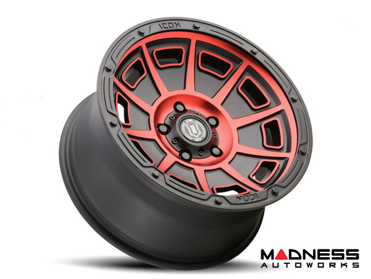 Ford Bronco Custom Wheels (1) - Victory - Satin Black w/ Red Tint - 17 X 8.5 / 6 x 5.5 / 0 / 4.75" - Icon 